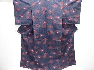 未使用品　花唐草模様織り出し手織り紬着物